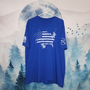 Grunt Style American Acid Flag Graphic Tee Blue Short Sleeve Men's 2X